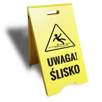 Stojak ostrzegawczy Uwaga ślisko